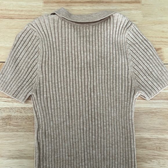 Isalis Tan Ribbed Button-Up Top - Picture 2 of 2